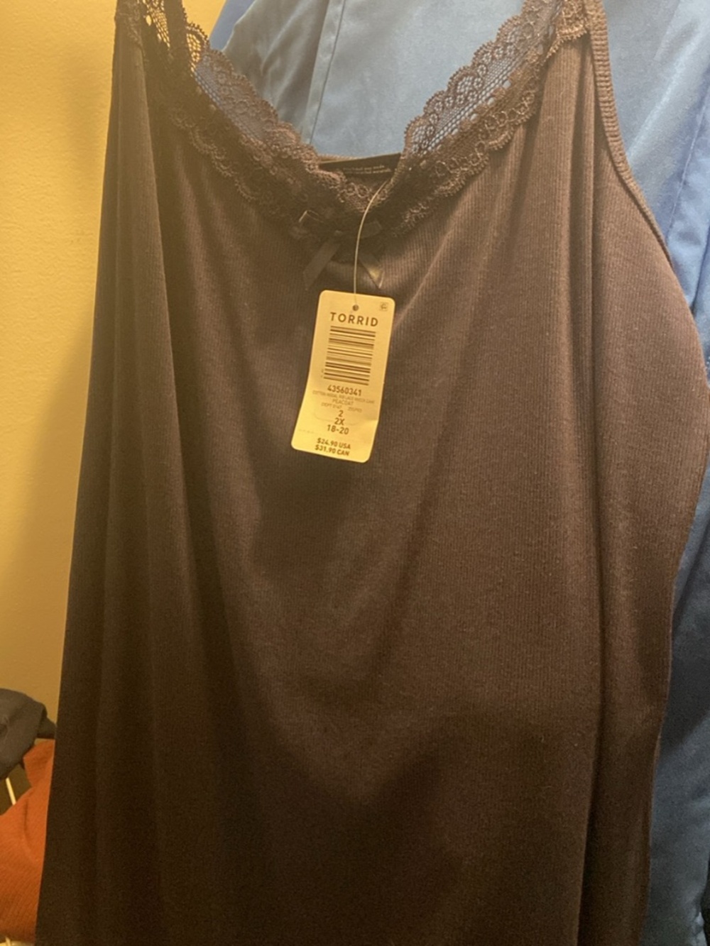 Torrid Cotton Modal Rib Lace V-Neck Cami Size 2X